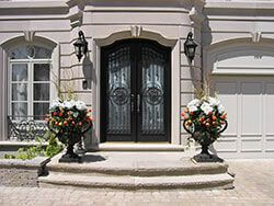 custom front door with decorative glass